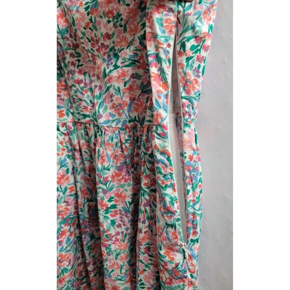 NWT J.Crew Ruffle Sleeve Floral Cotton Midi Dress Pink Green Sz 10 CI215 Pockets - Picture 9 of 12